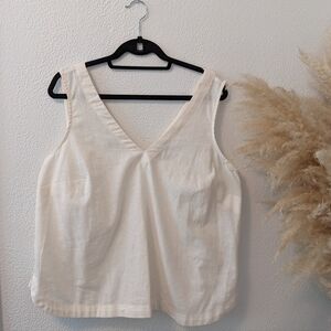 NWT White Madewell V-Neck Button-Back Sleeveless Top